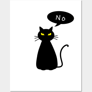 Black Cat Say NO Posters and Art